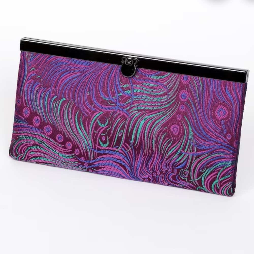 Purple Blue Peacock Brocade Women’s Wallet